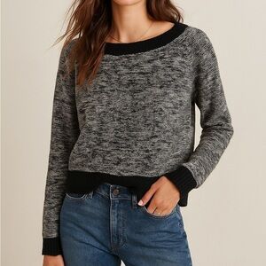 EILEEN FISHER Linen Blend Marled Knit Crewneck Crop Layering Sweater